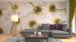 fotobehang woonkamer witte bloemetjes